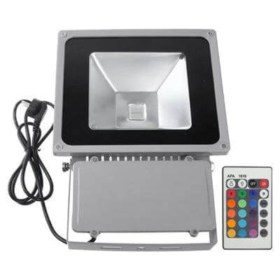 RGB LED Light With Remote Control For Home Use 80W shown front view with remote, 80W 8500 lm, 3000–3500K ambient home lighting