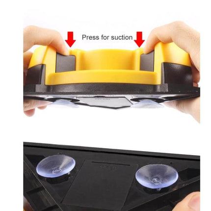 Right Angle Laser Level For Tiling And Home Projects handheld alloy steel tool showing suction-button base for secure mounting and two perpendicular laser lines