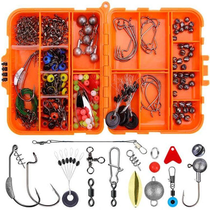 Road Squid Hook Accessories Set Orange 213 Pieces for Sea Fishing - orange ABS box with hooks, swivels, sinkers and beads kit
