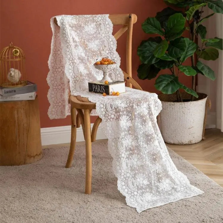 Romantic Lace Embroidered Table Runner Wedding Decoration 40x300cm 