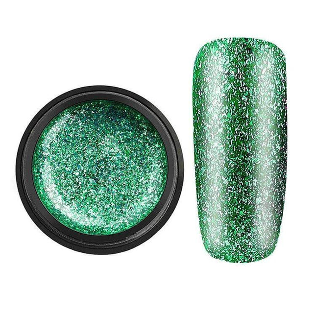 Rosalind Gel Platinum Nail Polish For DIY Manicure 5ml green glitter platinum gel swatch and jar for at-home LED/UV curing