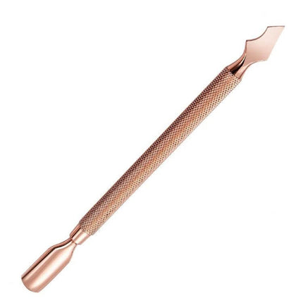 Rose Gold Stainless Steel Double-Headed Dead Skin Scissors For Nails - rose-gold textured cuticle pusher and dead-skin remover, rust-resistant stainless steel