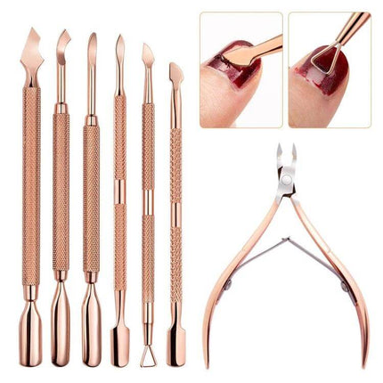 Rose Gold Stainless Steel Double-Headed Dead Skin Scissors For Nails precise rose-gold cuticle tool for lifting trimming and nail edge maintenance
