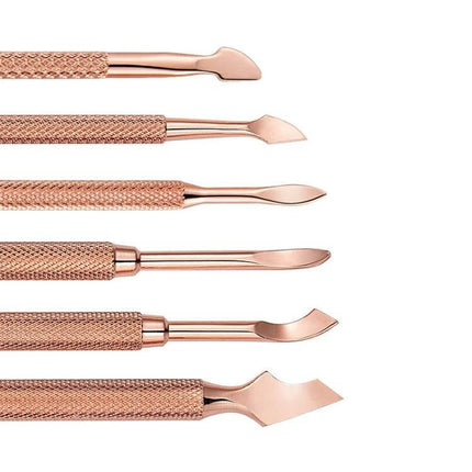 Rose Gold Stainless Steel Double-Headed Dead Skin Scissors For Nails - rose gold stainless steel cuticle and dead-skin trimming tool, textured grip