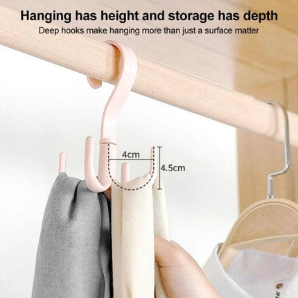 Rotatable Tie Belt Hook 360 Degree Rotation For Wardrobe pink PS plastic 360° rotating thick hook holds belts ties on closet rod