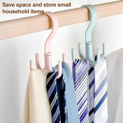 Rotatable Tie Belt Hook 360 Degree Rotation For Wardrobe compact PS plastic 360° rotating tie and belt organizer on closet rod