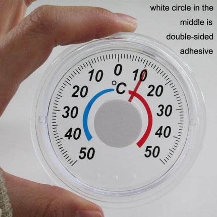 Round Door and Window Thermometer for Outdoor Temperature - compact round outdoor thermometer with adhesive center, easy-read Celsius dial for doors/windows