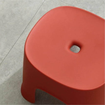 Row Stool for Bathroom and Living Use, Adult and Child Sizes - red compact PVC step stool, child and adult sizes, stackable low seat for sink reach
