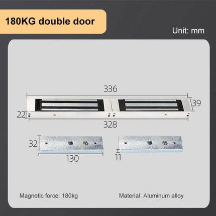 Fail-Safe Magnetic Lock for Securing Wooden and Glass Doors - 180kg double door aluminum alloy magnetic lock dimensions