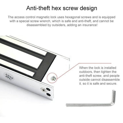 Magnetic Lock for Securing Double Wooden and Glass Doors with anti-theft hex screw design and included wrench, 500x28x48mm