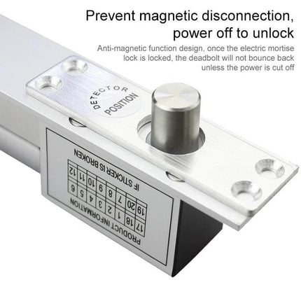 Electric Mortise Lock for Home and Office Door Security showing deadbolt and anti-magnetic detector position