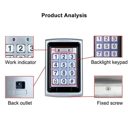 Keypad Access Control System for Secure External Entry with backlit keypad, proximity reader, PIN support and 500-user capacity