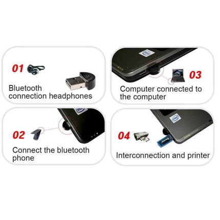 Bluetooth USB Dongle for Wireless PC Device Connections - tiny USB adapter enabling headset, phone file transfer, printer and PC Bluetooth connection