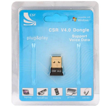 Wireless Bluetooth USB Adapter for Device Connectivity CSR V4.0 plug-and-play USB dongle in retail packaging