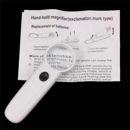 15X Handheld Magnifier With 2 LEDs Ergonomic Handle
