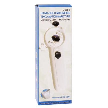 15X Handheld Magnifier With 2 LEDs Ergonomic Handle