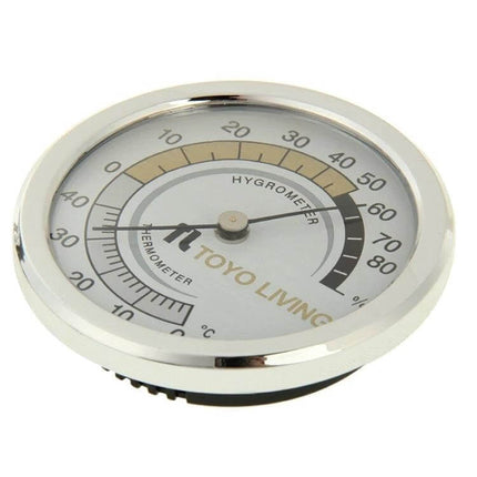 Indoor Thermometer and Hygrometer Dual Readout for Home and Office compact wall-mount dial showing temperature and humidity readings