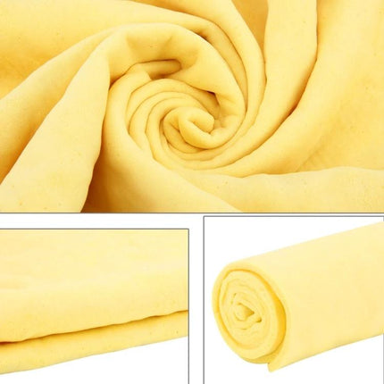 KANEED Synthetic Chamois Towel for Car Drying, Super Absorbent - yellow PVA chamois rolled and folded for streak-free car drying