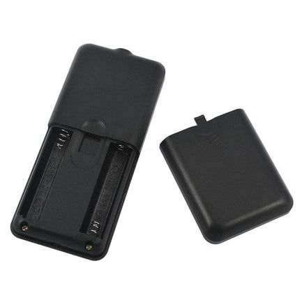Wireless Smart Key Finder with LED Flashlight and Receivers - black receiver case open showing battery compartment and removable back cover
