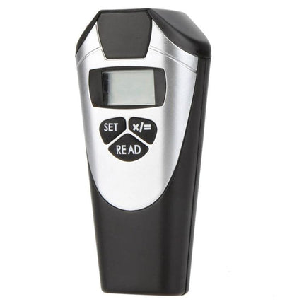 Ultrasonic Distance Measurer with Laser Pointer for Quick Room Checks handheld device showing display and control buttons