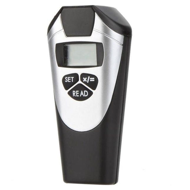 Ultrasonic Distance Measurer with Laser Pointer for Quick Room Checks handheld device showing display and control buttons