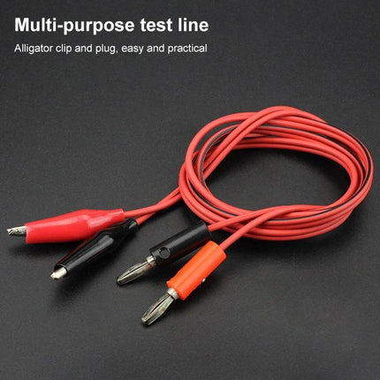 Banana Plug to Alligator Clip Wire Test Cable, 1 Meter - red silicone insulated test lead with banana plugs and alligator clips for multimeter testing