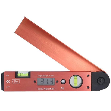 Digital Angle Meter with Spirit Level for Precision Measurements - red folding digital protractor with LCD and bubble level