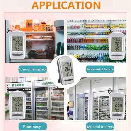 LCD Indoor Desk Thermometer Hygrometer With Date For Home And Office - compact LCD unit showing temp, humidity and date ideal for fridge, pharmacy, and freezer use