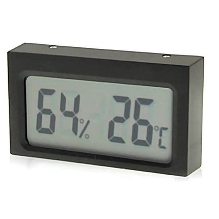 Mini LCD Indoor Thermometer With Humidity For Home Use showing 64% humidity and 26°C in compact black display