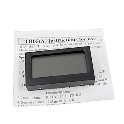 Mini LCD Indoor Thermometer With Humidity For Home Use compact black LCD hygrometer on instruction sheet
