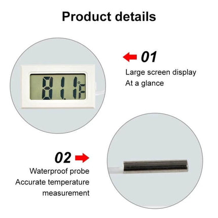 Mini LCD Indoor Thermometer With Fahrenheit Display For Refrigerator compact insert design with large LCD and waterproof probe for fridge monitoring