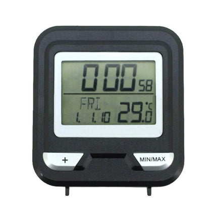 Multi Function Digital Thermometer With Indoor Temperature Clock showing time, weekday, and 29.6°C indoor temperature with min/max buttons