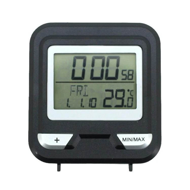 Multi Function Digital Thermometer With Indoor Temperature Clock showing time, weekday, and 29.6°C indoor temperature with min/max buttons
