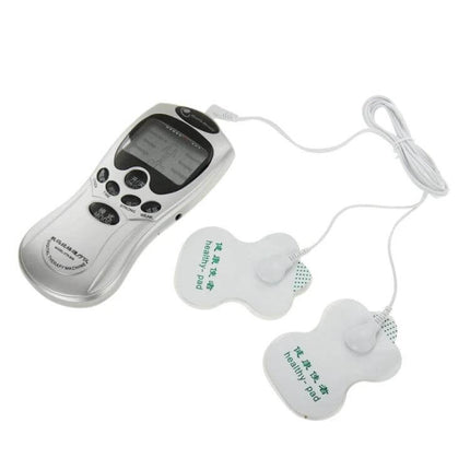 Digital Therapy Massager For Body Pain Relief At Home handheld unit with LCD and two adhesive electrode pads for neck shoulder back relief