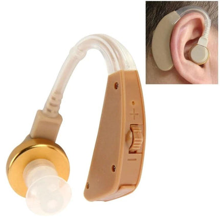Compact Mini Hearing Aid with Adjustable Volume for Daily Use beige behind-ear amplifier with volume wheel