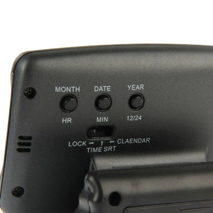 Compact Car Compass for Everyday Driving Essentials rear control buttons showing month date year HR MIN 12/24 and lock calendar time set
