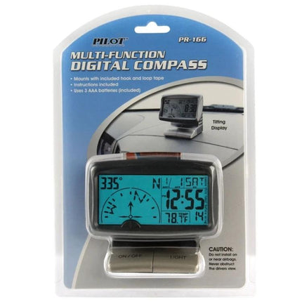 Compact Car Compass for Everyday Driving Essentials digital dashboard compass clock temperature display in retail packaging