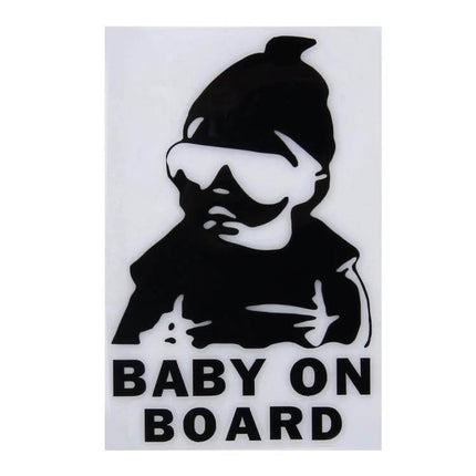 Classic Baby On Board Vinyl Car Sticker for Safety, 20cm x 13cm - black gloss laminated baby silhouette car window decal