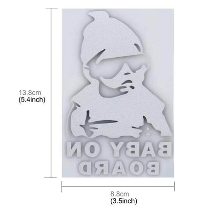 Classic Baby On Board Vinyl Car Sticker for Safety, 20cm x 13cm - laminated vinyl gloss baby silhouette decal for car window or body