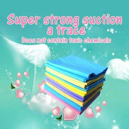 KANEED Synthetic Chamois Towel for Car and Household Cleaning - stack of colorful synthetic chamois towels on teal background, gentle scratch-free drying