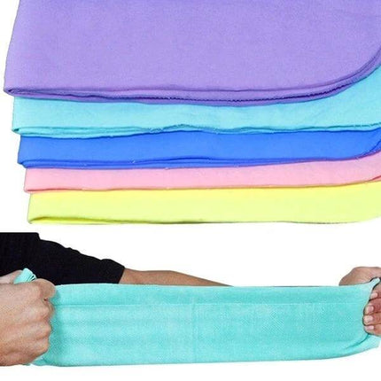 KANEED Synthetic Chamois Towel for Car and Home Cleaning - colorful absorbent quick-dry chamois towels stacked and stretched for drying cars, glass, furniture, pets