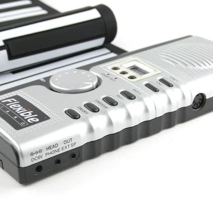 Datopal Roll-Up Piano for Everyday Home Music Sessions compact flexible keyboard folded with control panel and headphone jack