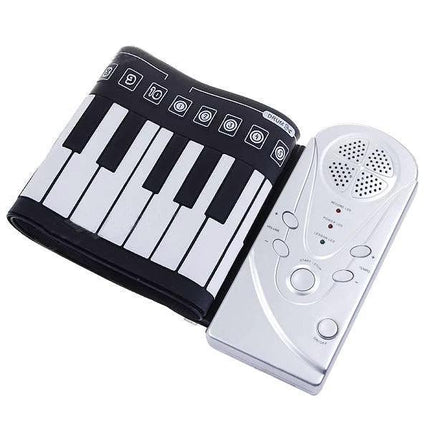 Flexible Roll-Up Piano for Everyday Music Practice and Travel, portable black-white roll-up keyboard with control module