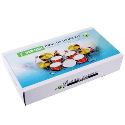 Soft Roll-up MIDI Drum Kit for Everyday Music Practice - foldable USB MIDI practice kit in retail packaging