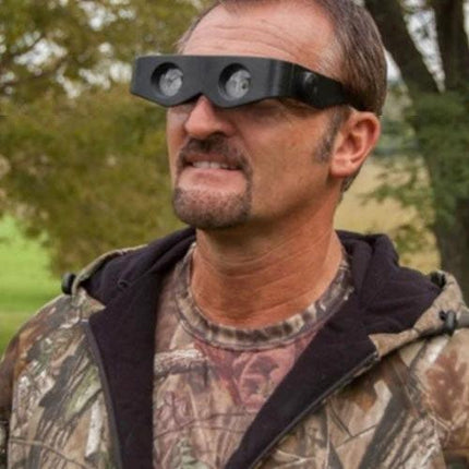 Zoomies Hands-Free Magnifying Glasses for Everyday Viewing worn by man outdoors for birdwatching and reading small details