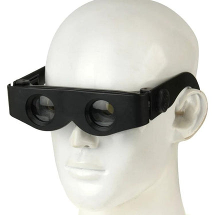 Zoomies Hands-Free Magnifying Glasses for Everyday Viewing black wearable magnifier glasses on mannequin for birdwatching reading and sports