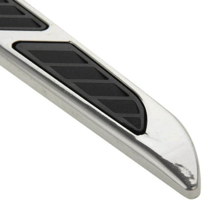 Set of Two Bonnet Air Flow Vent Fender Stickers for Car Decoration - chrome shark grille decal close-up on smooth fender