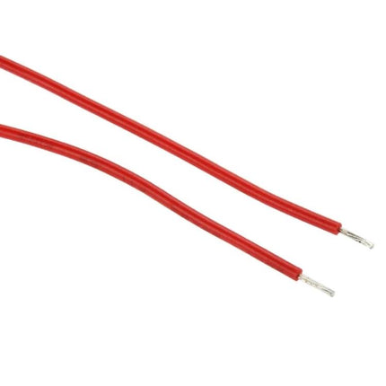 Red hookup wires used with a Digital LED Voltmeter for Everyday AC Electrical Monitoring to connect to household circuits safely