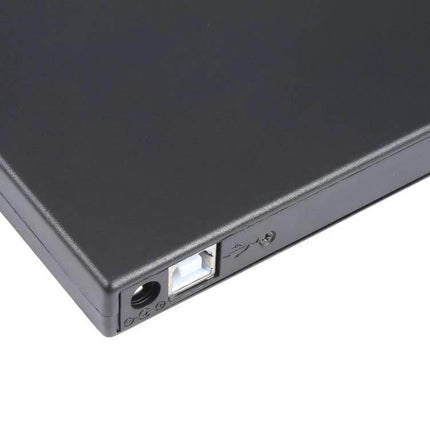 Portable USB Optical Drive for CDs and DVDs Playback slim black external USB port and power jack for laptops and travel