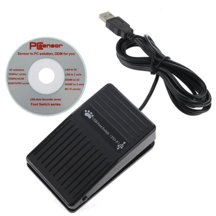 USB Foot Pedal Switch for Computer Keyboard and Game Control - black programmable single-pedal with USB cable and driver CD